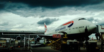 a plane parked at an airport