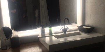 a sink in a bathroom