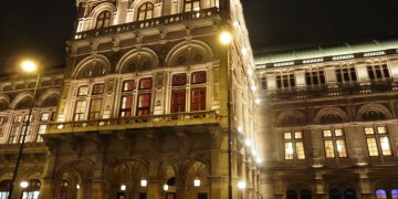 a building with lights on the side