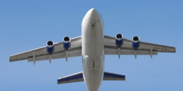 a plane flying in the sky