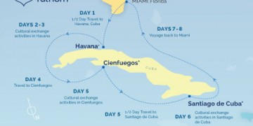 a map of cuba with blue text