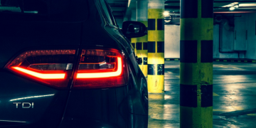 a car parked in a parking garage