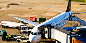 an airplane at an airport