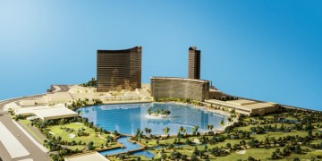 a model of a city with a pool and buildings