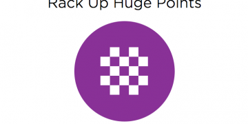 a purple circle with white squares in it