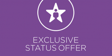 a purple background with a star and a person in a circle