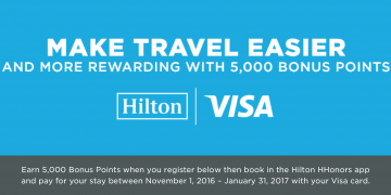 Visa 5,000 Hilton HHonors point bonus 2016