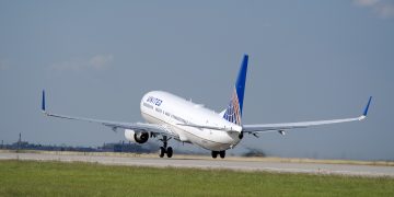 a plane on the runway