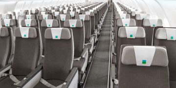 a row of seats in an airplane