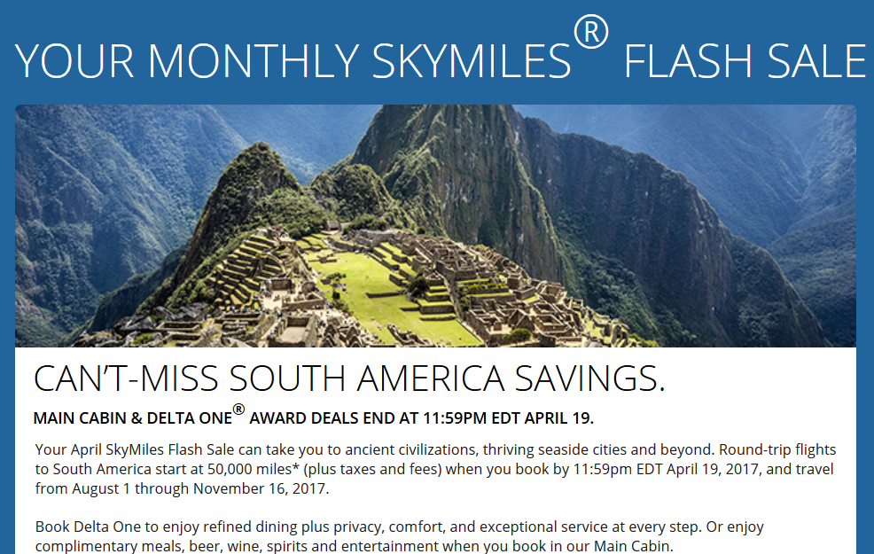 FLASH SALE: Delta Award Flights to South America - InsideFlyer