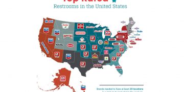 a map of the united states with different brands