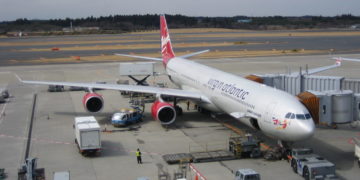 an airplane parked at an airport