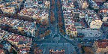 an aerial view of a city