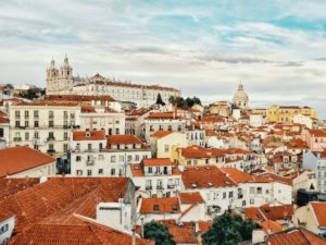 a city with red roofs