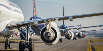 a group of airplanes on a runway