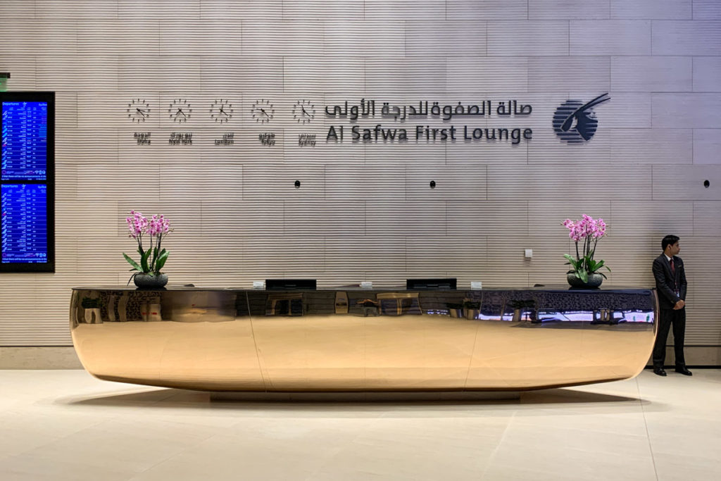 Al Safwa First Class Lounge front desk