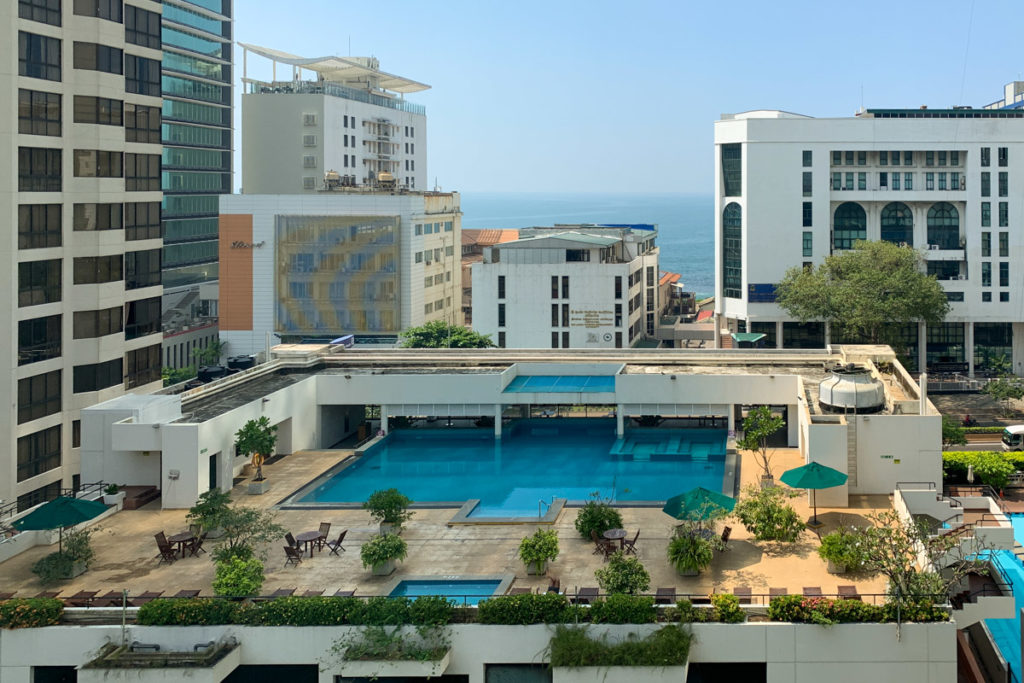 Spa and fitness center rooftop pool