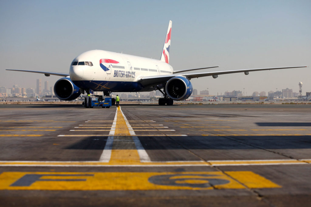 Boeing 777-200 push back in Dubai (Source: British Airways)