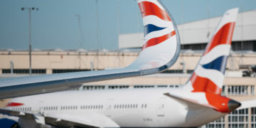 the tail fin of an airplane