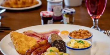 a plate of food on a table