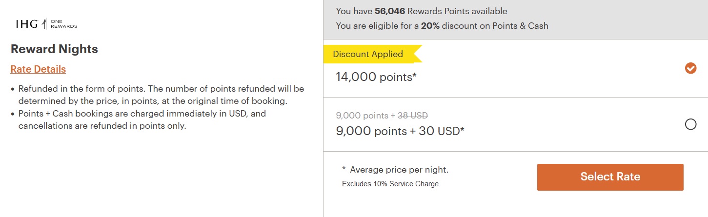 a screenshot of a discounted points