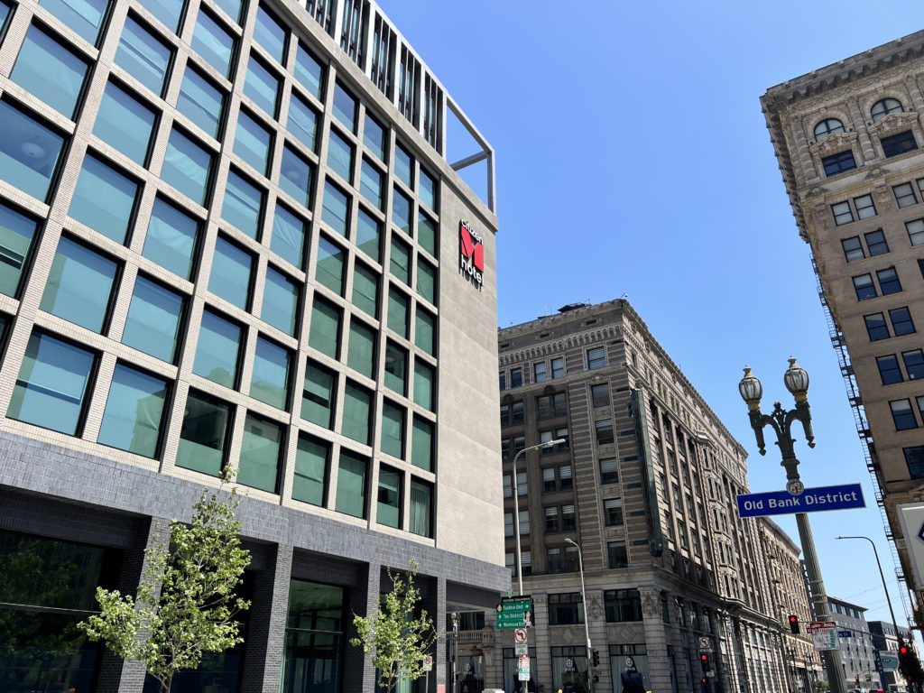 a group of buildings with windows