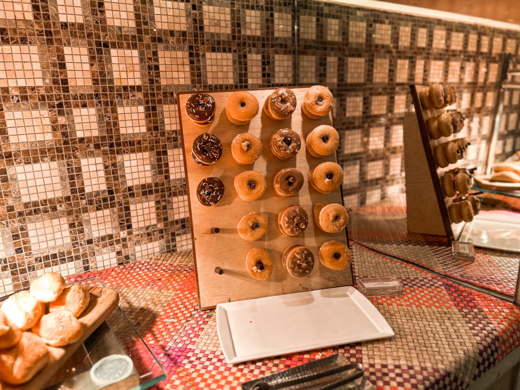 a display of donuts on a table