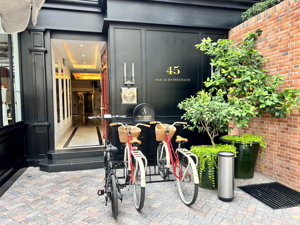 bicycles parked outside a building